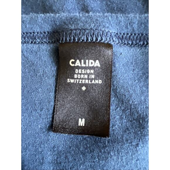 Calida Womens Medium Navy Blue 100% Cotton V Neck T-Shirt Sleep Shirt READ - Picture 8 of 12